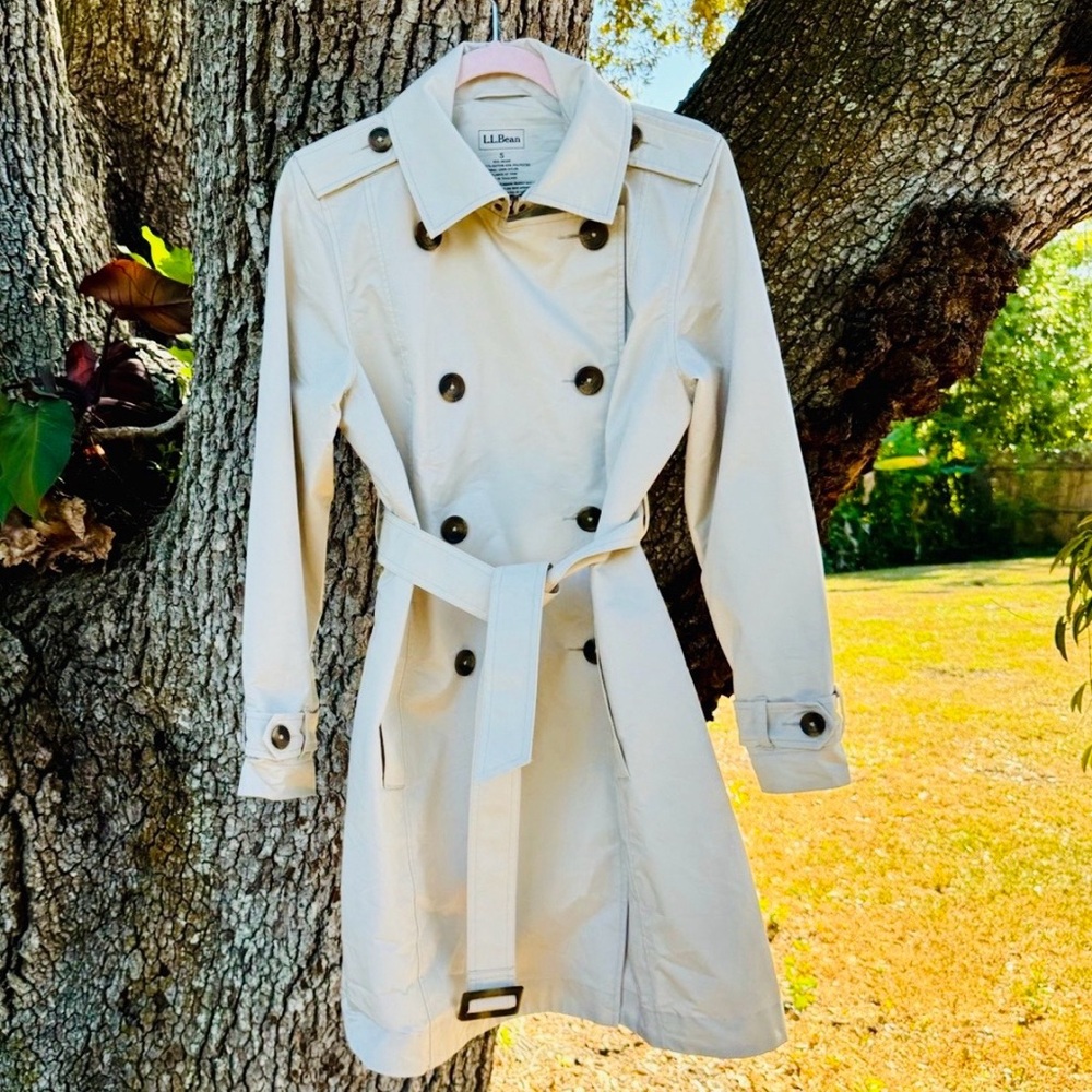 L.L. Bean Cream Double-Breasted Trench Coat